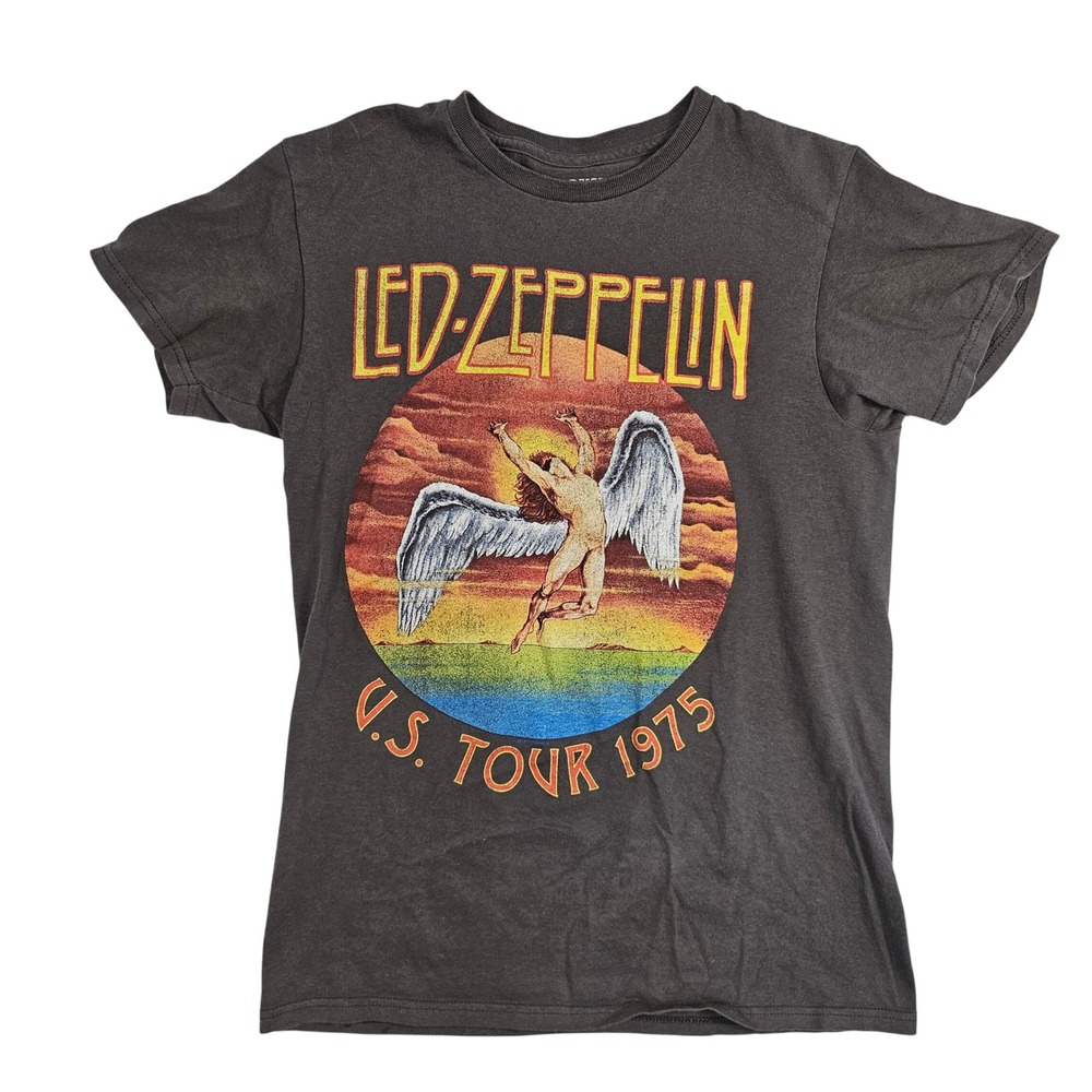Led Zeppelin US Tour 1975 Graphic T-Shirt Charcoal Gray Small Mythgem‎ 2024